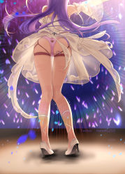 Rule 34 | 1girl, arm up, ass, ass cutout, azur lane, bare legs, bare shoulders, black footwear, blurry, blurry background, clothing cutout, concert, cross, depth of field, detached sleeves, discreet vibrator, dress, female focus, female masturbation, from behind, glowstick, haneru, heart cutout, high heels, highres, kneepits, long hair, long sleeves, masturbation, motion lines, panties, pink panties, public indecency, public masturbation, public vibrator, purple hair, pussy juice, pussy juice trail, rope marks, see-through, sex toy, shibari, shibari marks, shoes, short dress, solo, standing, stealth bondage, strapless, strapless dress, tagme, trembling, twitter username, underwear, unicorn (angelic night) (azur lane), unicorn (azur lane), very long hair, vibrator, vibrator under clothes, vibrator under panties, white dress, white footwear