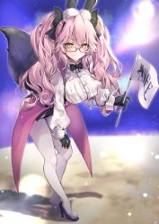 Rule 34 | 1girl, absurdres, animal ear fluff, animal ears, black bow, black gloves, blush, bow, breasts, coattails, collared shirt, corset, dress shirt, fate/grand order, fate (series), fox tail, glasses, gloves, hair between eyes, hair bow, hane yuki, highres, koyanskaya (assassin) (second ascension) (fate), koyanskaya (fate), large breasts, long hair, long sleeves, looking at viewer, pantyhose, pink hair, rabbit ears, shirt, sidelocks, solo, tail, tamamo (fate), thighs, twintails, underbust, white pantyhose, white shirt, yellow eyes