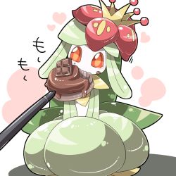 Rule 34 | 1girl, candy, chocolate, creatures (company), crown, cupcake, eating, female focus, flower, food, food focus, game freak, gen 5 pokemon, heart, kni-droid, lilligant, monster girl, nintendo, no humans, plant girl, pokemon, pokemon-amie, pokemon (creature), red eyes, solo, stylus