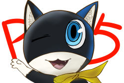Rule 34 | 10s, blue eyes, cat, mask, morgana (persona 5), one eye closed, persona, persona 5, scarf