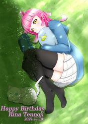 Rule 34 | 1girl, absurdres, animal, aqua jacket, artist name, artist request, black legwear, blue jacket, blunt bangs, blush, bow, bowtie, breasts, brown eyes, cat, checkered clothes, checkered skirt, collarbone, collared shirt, drawstring, female focus, full body, grass, highres, holding, holding stuffed animal, holding stuffed toy, jacket, looking at viewer, love live!, love live! nijigasaki high school idol club, miniskirt, nijigasaki school uniform, on grass, open clothes, open jacket, outdoors, parted lips, pink hair, plaid, plaid skirt, pleated, pleated skirt, ribbon, school uniform, shirt, short hair, skirt, sleeves past fingers, sleeves past wrists, smile, solo, stuffed animal, stuffed toy, sunlight, tennoji rina, white cat, white shirt, white skirt, yellow bow, yellow eyes, yellow ribbon