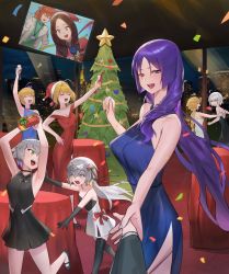 Rule 34 | 1boy, 1other, 6+girls, absurdres, ahoge, alcohol, anger vein, artoria pendragon (all), artoria pendragon (fate), black dress, blue dress, blush stickers, braid, breasts, brown hair, building, champagne flute, chasing, christmas, christmas present, christmas tree, cityscape, cleavage, confetti, cup, dress, drinking glass, evening, evening gown, closed eyes, fate/grand order, fate (series), fleeing, gift, hat, highres, holding, holding gift, hood (james x), indoors, jack the ripper (fate/apocrypha), jeanne d&#039;arc (fate), jeanne d&#039;arc (ruler) (fate), jeanne d&#039;arc alter (avenger) (fate), jeanne d&#039;arc alter (fate), jeanne d&#039;arc alter santa lily (fate), large breasts, leonardo da vinci (fate), looking at another, looking at viewer, merry christmas, minamoto no raikou (fate), multiple girls, nero claudius (fate), nero claudius (fate) (all), nero claudius (fate/extra), open mouth, orange hair, pov, purple dress, purple hair, red carpet, red dress, romani archaman, saber (fate), santa hat, silver hair, skyscraper, small breasts, smile, tearing up, white dress, window, wine, yellow eyes
