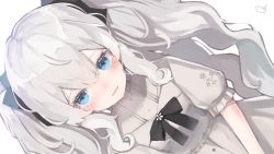 Rule 34 | 1girl, black bow, blue eyes, bow, dress, grey hair, highres, indie virtual youtuber, retorillo, shanoa (vtuber), twintails, two side up, virtual youtuber, white dress