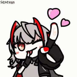 Rule 34 | 1girl, :p, animated, animated gif, arknights, heart, lowres, one eye closed, seseren, tongue, tongue out, wink