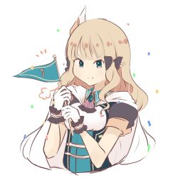 Rule 34 | blonde hair, blue eyes, blunt bangs, elf, gloves, highres, keinesandayoooo, pointy ears, princess connect!, saren (princess connect!), simple background, solo, split mouth, upper body, white background