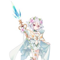 Rule 34 | elf, flower, hair flower, hair ornament, highres, holding, holding polearm, holding weapon, kokkoro (princess) (princess connect!), kokkoro (princess connect!), medium hair, official art, pointy ears, polearm, princess connect!, spear, tachi-e, transparent background, weapon, white hair