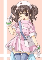 Rule 34 | 00s, anise tatlin, flat chest, gloves, lowres, nurse, solo, syringe, tales of (series), tales of the abyss, thighhighs, twintails