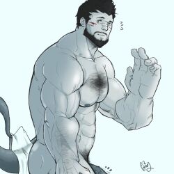 Rule 34 | 1boy, abs, arm hair, ass, adventurer (ff11), bad id, bad tumblr id, bandaid, bandaid on cheek, bandaid on face, bandaid on nose, bara, beard, body hair, chest hair, colored skin, facial hair, facial mark, final fantasy, final fantasy xi, flaccid, flying sweatdrops, galka, green skin, hairy, kemonomimi mode, large hands, large pectorals, leg hair, long sideburns, male focus, male pubic hair, mature male, muscular, muscular male, navel, navel hair, nipples, nude, pectorals, penis, ppyong, pubic hair, short hair, sideburns, solo, stomach, tail raised, veins, veiny arms, veiny penis, warrior of light (ff14), waving