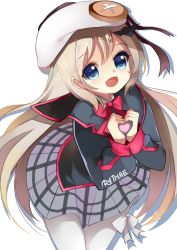 Rule 34 | 1girl, bad id, bad pixiv id, blonde hair, blue eyes, cape, hat, heart, heart hands, little busters!, long hair, noumi kudryavka, ry thae, school uniform, solo, thighhighs, white hat
