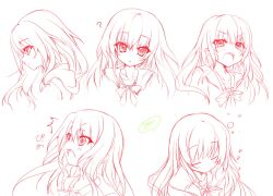 Rule 34 | 1girl, 9-nine-, :o, angry, blush, bow, bubble, character name, closed mouth, collarbone, commentary request, eyelashes, from above, from side, frown, head tilt, highres, hood, hoodie, izumi tsubasu, kujou miyako, lips, long hair, monochrome, nose, school uniform, sidelocks, simple background, sketch, sleeping, smile, solo, surprised, tears, teeth, upper teeth only, v-shaped eyebrows, wavy hair, wavy mouth, white background, zzz