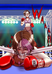Rule 34 | 2girls, blood, boxing, boxing gloves, boxing ring, catfight, defeat, multiple girls, santos