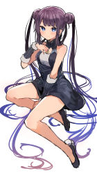 Rule 34 | 1girl, absurdly long hair, bad id, bad twitter id, bare legs, bare shoulders, between legs, black dress, black footwear, bracer, breasts, closed mouth, double bun, dress, fate/grand order, fate (series), full body, gradient hair, hair bun, hand between legs, hand on own chest, hand up, highres, ikeuchi tanuma, long hair, looking at viewer, medium breasts, multicolored hair, purple hair, shoes, smile, solo, twintails, very long hair, yang guifei (fate), yang guifei (first ascension) (fate)