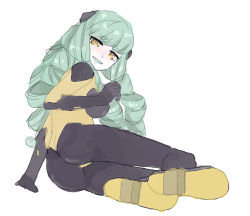 Rule 34 | 1girl, artist request, ass, breasts, cosplay, drill hair, fiore brunelli, gloves, green hair, lipstick, long hair, looking at viewer, makeup, neon genesis evangelion, plugsuit, sketch, smile, solo, star ocean, star ocean integrity and faithlessness, yellow eyes
