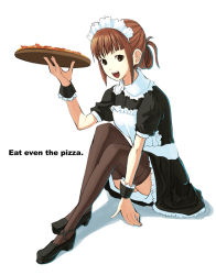 Rule 34 | 1girl, b-ginga, food, maid, original, pizza, solo, thighhighs