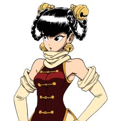 Rule 34 | 1girl, black eyes, black hair, china dress, chinese clothes, dress, female focus, lin lin (one-punch man), one-punch man, simple background, solo, white background