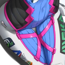 Rule 34 | 1girl, close-up, covered navel, d.va (overwatch), feguimel, head out of frame, hip focus, lower body, overwatch, overwatch 1, pilot suit, simple background, solo, thigh gap, thighs