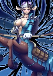 Rule 34 | 1girl, breasts, centaur, cleavage, highres, long hair, one piece, smile, solo, speed (one piece), steaming body, taur