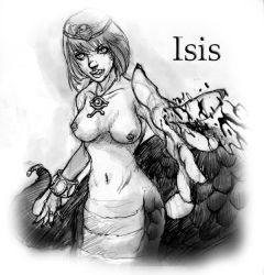 Rule 34 | 1girl, attack, blood, breasts, greyscale, hungry, iro, isis, isis (ragnarok online), lamia, large breasts, monochrome, monster girl, nipples, nude, ragnarok online, scales, solo