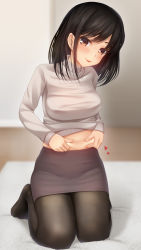 Rule 34 | 1girl, black hair, blush, ganbare douki-chan, highres, kouhai-chan (douki-chan), pantyhose, solo