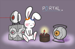 Rule 34 | rabbit, cake, easter, food, glados, naa (vitamin), portal (series), portal 1, sentry turret (portal), valve, aperture science weighted companion cube