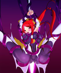 Rule 34 | 1girl, arakune, arc system works, armor, armored dress, ass, blazblue, blazblue: chronophantasma, blush, bodysuit, breasts, cameltoe, defeat, grabbing another&#039;s hair, hair ornament, hair tubes, huge breasts, izayoi (blazblue), legs, long hair, oneliner, open mouth, pantyhose, ponytail, rape, red eyes, red hair, restrained, ryona, saliva, tentacles, torn clothes