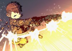 Rule 34 | 1boy, action, child, earrings, final fantasy, final fantasy xiv, firing, gloves, gun, highres, jewelry, lalafell, male focus, military, military uniform, rifle, shell casing, single earring, solo, uniform, wasp (anthyutena), weapon