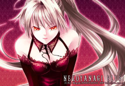 Rule 34 | 1girl, corset, elbow gloves, gloves, goth fashion, lace, mogami rio, original, ponytail, red eyes, silver hair, solo