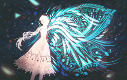 Rule 34 | 1girl, dress, from side, highres, long hair, original, sakimori (hououbds), solo, surreal, white hair, wings