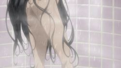 Rule 34 | 1girl, animated, animated gif, ass, bathing, bayonetta, bayonetta: bloody fate, bayonetta, bayonetta (series), black hair, breasts, convenient censoring, female focus, from side, head out of frame, legs, long hair, shower, solo, standing, steam, thighs, water, wet