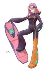 Rule 34 | 00s, 1girl, anemone (eureka seven), bodysuit, eureka seven, eureka seven (series), goggles, hair ornament, hairclip, long hair, pink hair, simple background, solo, white background