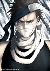 Rule 34 | 1boy, bandages, black eyes, black hair, headband, k-suwabe, kirigakure symbol, male focus, momochi zabuza, naruto, naruto (series), ninja, solo
