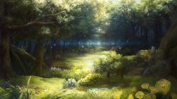 Rule 34 | constellation, fantasy, flower, forest, grass, highres, nature, no humans, original, rappiihiroshi, scenery, tree, water