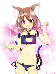Rule 34 | 1girl, animal ears, bad id, bad pixiv id, bell, neck bell, cat cutout, cat ear panties, cat ears, cat lingerie, chen, choker, cleavage cutout, clothing cutout, highres, jewelry, jingle bell, konbukonnukko, looking at viewer, meme attire, midriff, multiple tails, navel, panties, side-tie panties, solo, tail, touhou, underwear