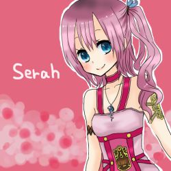 Rule 34 | 10s, 1girl, bad id, bad pixiv id, blue eyes, character name, final fantasy, final fantasy xiii, final fantasy xiii-2, hair ornament, jewelry, long hair, necklace, pink background, pink hair, serah farron, side ponytail, smile, solo, uver32