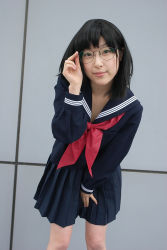 Rule 34 | awatsuki anzu, cosplay, glasses, ichigo 100 percent, photo (medium), school uniform, serafuku, toujou aya