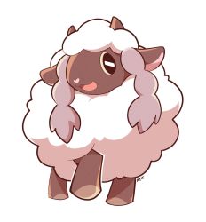 Rule 34 | :3, :d, artsy-rc, commentary, creatures (company), english commentary, full body, game freak, gen 8 pokemon, highres, looking at viewer, nintendo, no humans, open mouth, pokemon, pokemon (creature), simple background, smile, solo, white background, wooloo