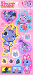Rule 34 | + +, 1girl, :3, @ @, animal crossing, animal ears, blush stickers, bow, cat ears, cat girl, cat tail, character name, checkered background, checkered clothes, checkered dress, chibi, cupcake, dress, english text, food, furry, furry female, heart, highres, holding, holding food, kopa nishikida, microphone, musical note, nintendo, one eye closed, open mouth, outline, own hands together, pink background, pink bow, rosie (animal crossing), solo, star (symbol), sticker, tail