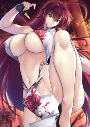 Rule 34 | 1girl, breasts, clothes, gloves, haganef, high school dxd, huge breasts, legs, red hair, rias gremory, smile, solo