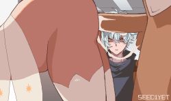 Rule 34 | 1girl, 2boys, all fours, anastasia (fate), animated, animated gif, artist name, ass, bottomless, close-up, cum, cumdrip, fate/grand order, fate (series), forced to watch, from side, hetero, kadoc zemlupus, kneeling, multiple boys, netorare, penis, sex, sex from behind, testicles, thighhighs, uncensored, viola (seed), white thighhighs, yellow eyes