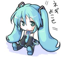 Rule 34 | 1girl, black footwear, black skirt, black sleeves, blue hair, blue necktie, blush stickers, boots, collared shirt, commentary request, detached sleeves, green eyes, grey shirt, hair between eyes, hatching (texture), hatsune miku, linear hatching, long hair, meta&#039;36, miniskirt, necktie, no nose, open mouth, pleated skirt, shirt, sitting, skirt, sleeveless, sleeveless shirt, sleeves past fingers, sleeves past wrists, solo, thigh boots, tie clip, translated, twintails, vocaloid