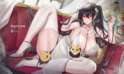 Rule 34 | 1girl, absurdres, azur lane, backless dress, backless outfit, black hair, blush, breasts, ctrlz77, dress, garter straps, hair between eyes, highres, large breasts, long hair, looking at viewer, official alternate costume, red eyes, see-through, see-through dress, taihou (azur lane), taihou (temptation on the sea breeze) (azur lane), thighhighs, thighs, white garter straps, white thighhighs