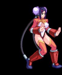 Rule 34 | 1girl, animated, animated gif, aq interactive, arcana heart, ass, atlus, bare back, blue hair, breasts, china dress, chinese clothes, dress, examu, gluteal fold, green eyes, high heels, lowres, mei-fang, no panties, pixel art, sideboob, solo, transformation, twintails