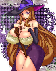 Rule 34 | artist request, blush, breasts, cleavage, dragon&#039;s crown, hat, huge breasts, smile, sorceress (dragon&#039;s crown), vanillaware, weapon