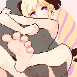 Rule 34 | 1boy, 1girl, animated, animated gif, barefoot, blonde hair, breasts, commission, drill hair, earrings, elise (fire emblem), feet, female ejaculation, fire emblem, fire emblem fates, jewelry, leg lock, momiahair, multicolored hair, nintendo, nude, pixel art, purple eyes, purple hair, sex, skeb commission, small breasts, solo focus, standing, standing sex, streaked hair, toe scrunch, twin drills