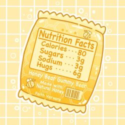 Rule 34 | artist name, barcode, bee, bubble, bug, commentary, english commentary, english text, faith varvara, food wrapper, from behind, grid background, honeycomb (pattern), insect, no humans, object focus, original, outline, simple background, white outline, yellow background, yellow theme
