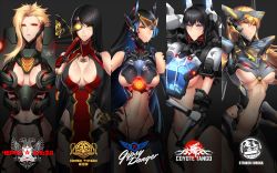 Rule 34 | 5girls, armor, artillery, assault mount 3.25 sting-blades, bad id, bad pixiv id, ballistic mortar cannons, bikini armor, bird, black hair, blonde hair, blue eyes, blue hair, body armor, bodysuit, breasts, bulldog, cannon, character name, cherno alpha, chest cannon, cleavage, cleavage cutout, clothing cutout, coyote, coyote tango, crest, crimson typhoon, cyborg, dog, dragon, eagle, eastern dragon, emblem, energy cannon, facial hair, gipsy danger, glowing, hand fan, hand on own hip, highres, jaeger (pacific rim), k-stunner missile, kangaroo, large breasts, legendary pictures, long hair, looking at viewer, max (pacific rim), mecha musume, medium breasts, missile, mortar (weapon), mullet, multicolored hair, multiple girls, mustache, nuclear vortex turbine, pacific rim, pan pacific defense corps, personification, red eyes, revealing clothes, shoulder cannon, shoulder gun, sigm@, striker eureka, two-headed eagle, underboob, upper body, weapon, wrist blades, yellow eyes