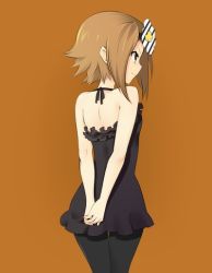 Rule 34 | 00s, 1girl, arms behind back, back, bad id, bad pixiv id, bare shoulders, brown hair, don&#039;t say &quot;lazy&quot;, female focus, from behind, k-on!, light brown hair, pantyhose, rocky (chendongjian), short hair, simple background, solo, tainaka ritsu, tomboy
