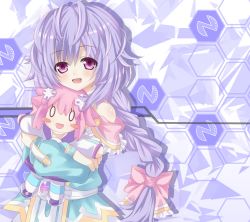 Rule 34 | 10s, 1girl, :d, bare shoulders, blush, blush stickers, bow, braid, character doll, d-pad, female focus, hair bow, hair ornament, highres, kami jigen game neptune v, long hair, looking at viewer, neptune (neptunia), neptune (series), o o, open mouth, purple eyes, purple hair, pururut, sigemi, smile, solo