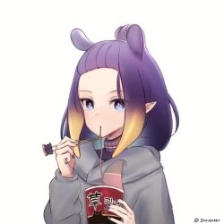 Rule 34 | 1girl, animated, bangs pinned back, blue eyes, cup, cup ramen, eating, grey hoodie, hair behind ear, holding, holding cup, hololive, hololive english, hood, hoodie, looping animation, mole, mole under eye, ninomae ina&#039;nis, pointy ears, purple hair, purple sweater, shiina rei, solo, sweater, takodachi (ninomae ina&#039;nis), tentacle hair, turtleneck, turtleneck sweater, twitter username, upper body, video, virtual youtuber