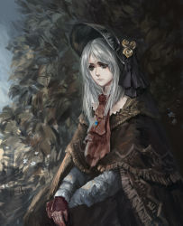 Rule 34 | 1girl, bloodborne, bonnet, capelet, doll joints, highres, jewelry, joints, long hair, necklace, plain doll, silver hair, solo, xuetu13